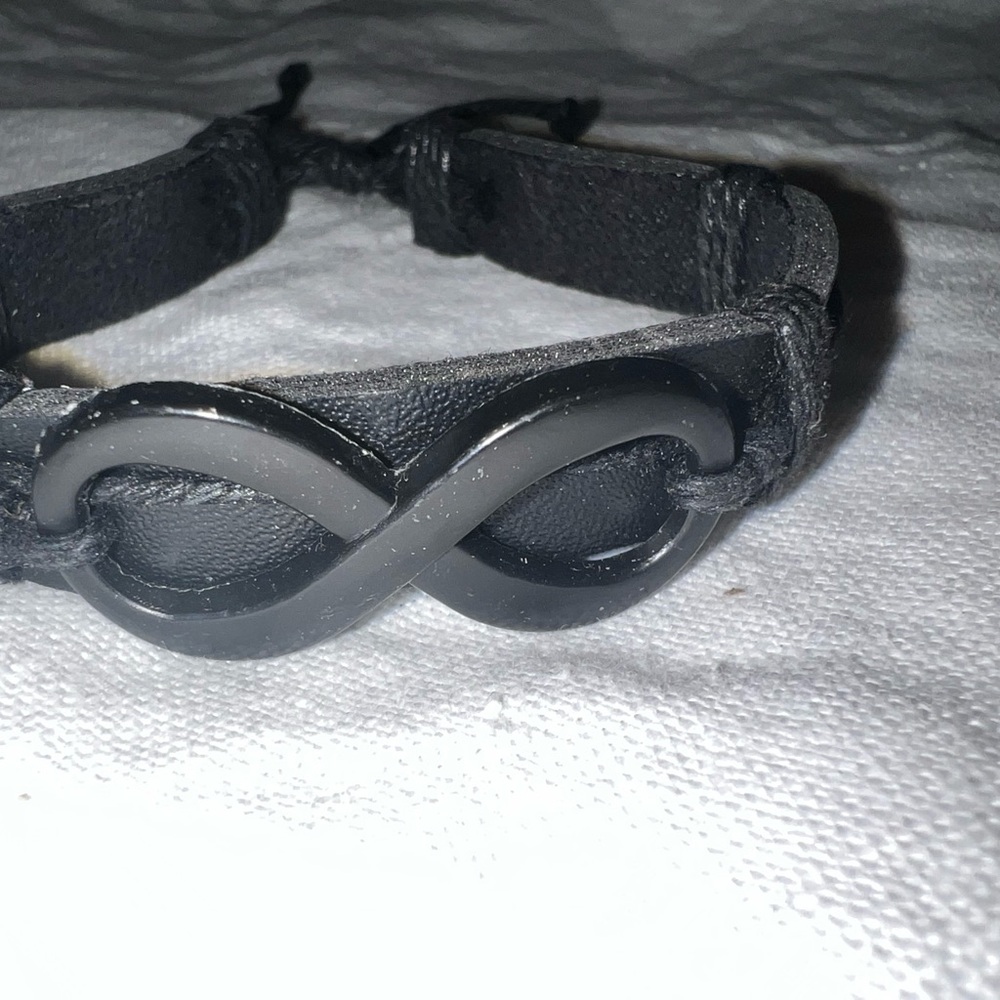 Black Infinity Symbol Bracelet Leather‎